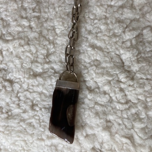 Lara Gordon Petrified Wood and Sterling Silver Chain Necklace - Picture 4 of 7